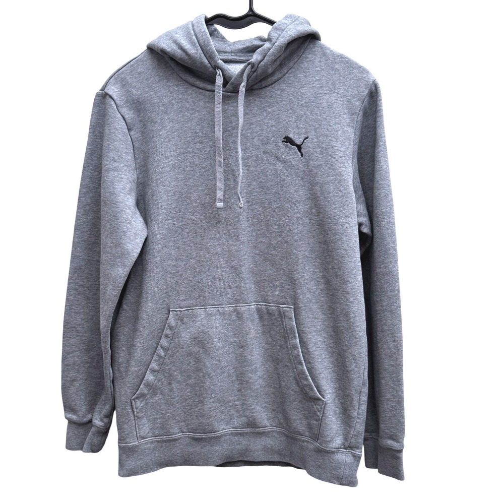 Puma Hoodie Pullover Fleece Gray Youth Large Kids Athletic Sweatshirt